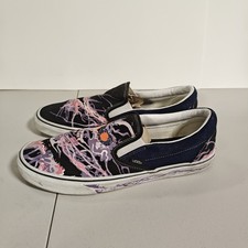 Vans Slip-On Shoes Mens Size 13 Multicolor Skull Art Low Top Canvas Sneakers