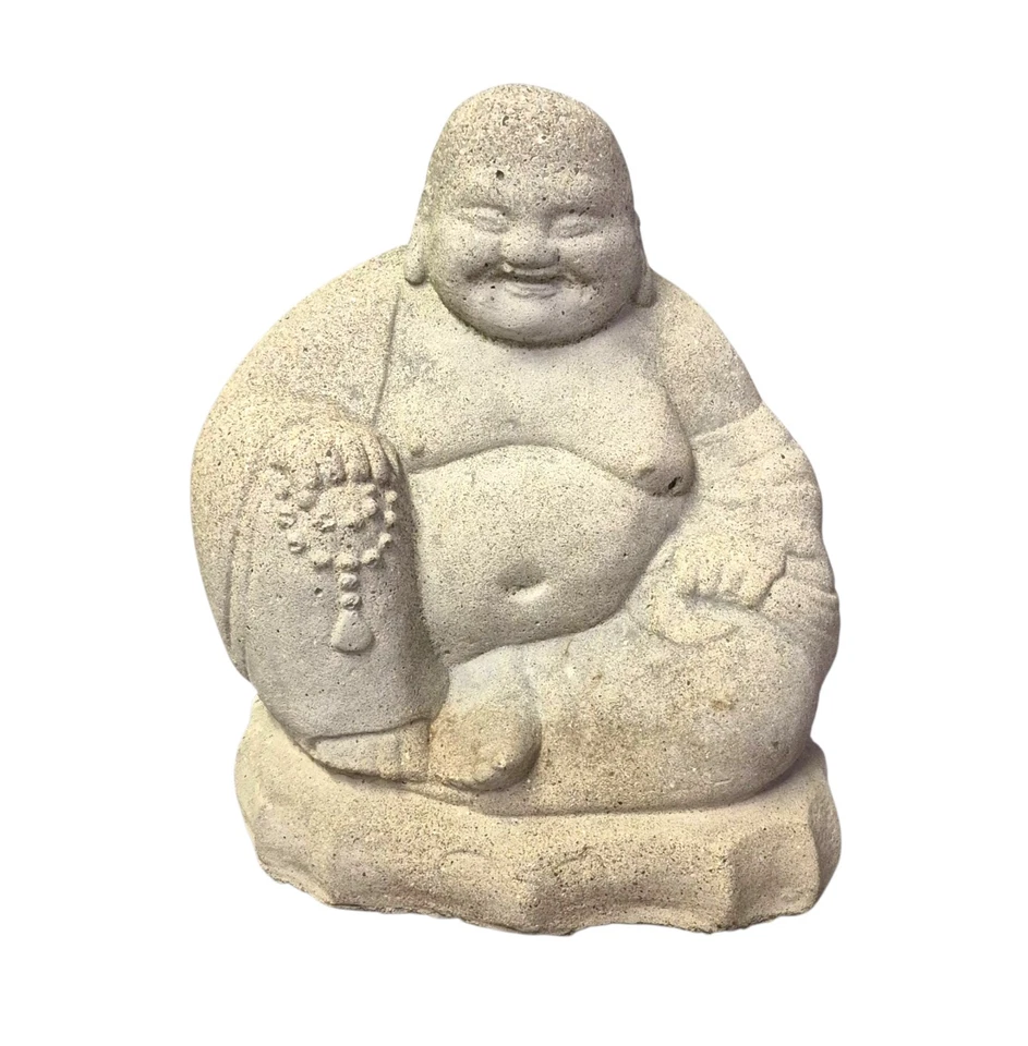 Cast Hardstone Cherubic Chubby Buddha Garden Statue, Early 20th Century Ho Thi  - Image 3 of 4