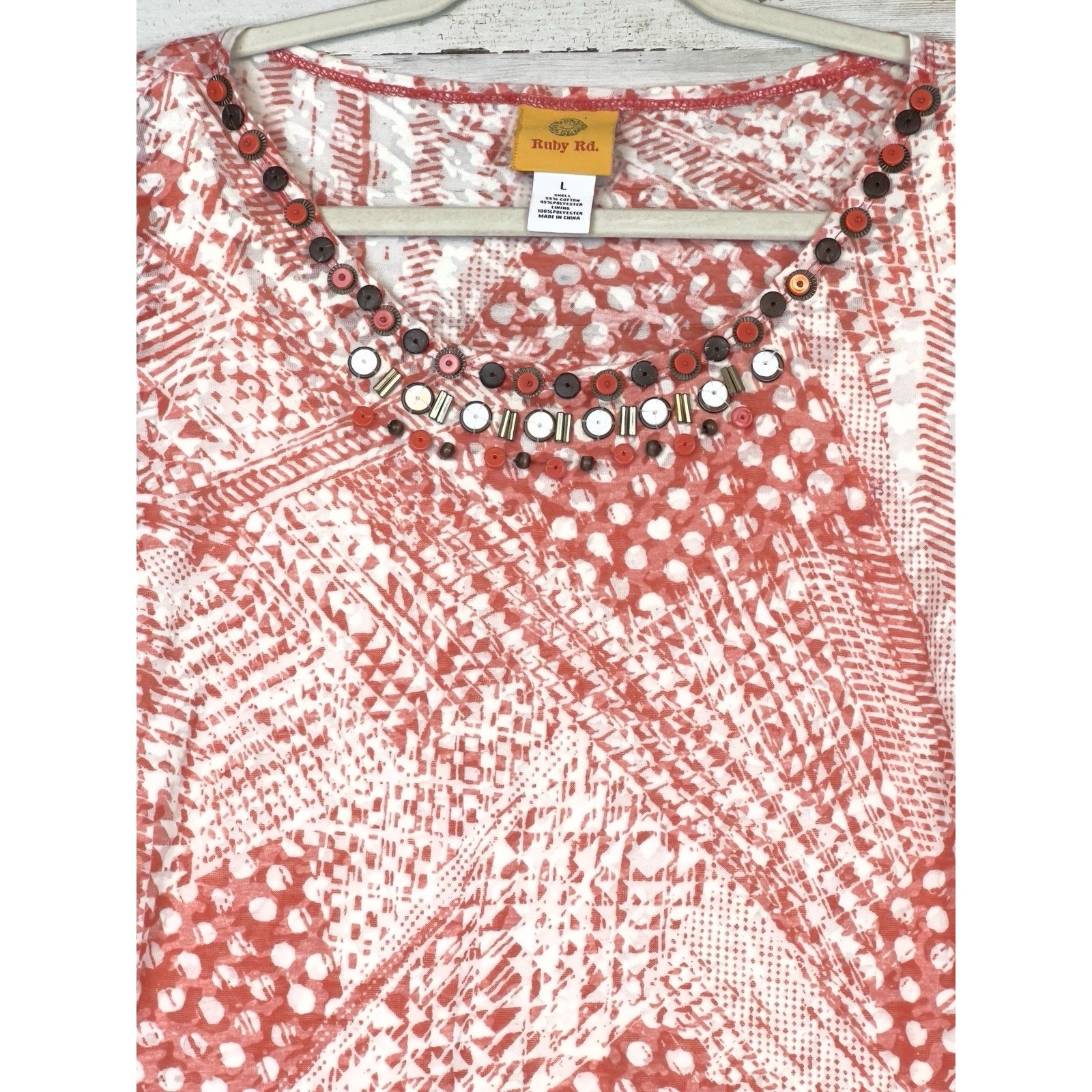 Ruby Rd Tank Lined Pullover Top Size L Orange and… - image 2