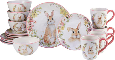 Easter Garden 16 Pc Dinnerware Set, Service for 4, Multicolored