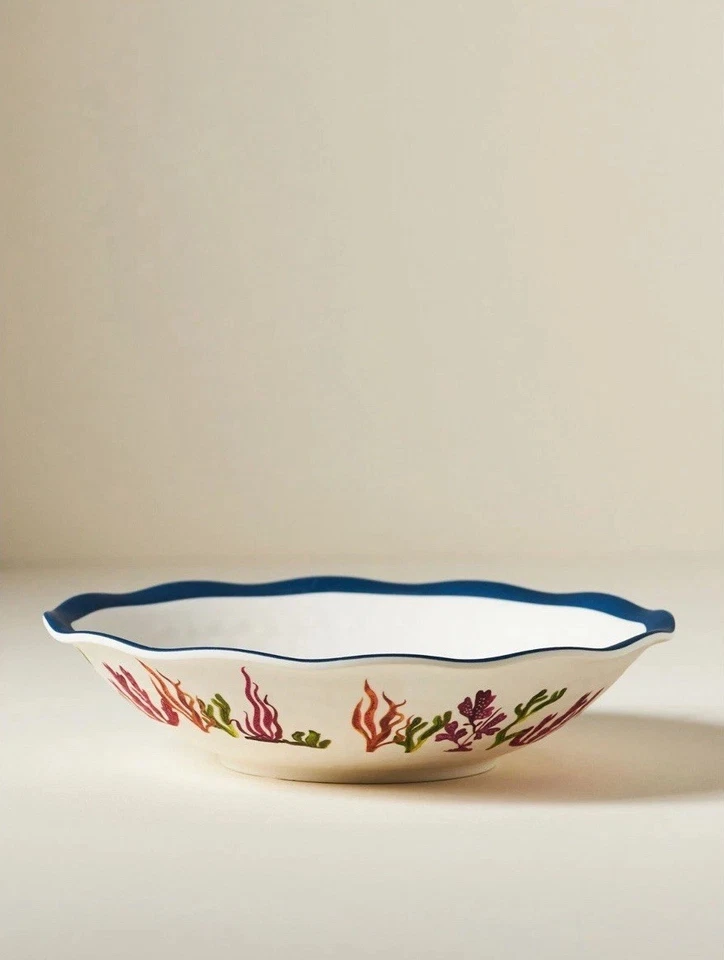 NUEVO Ensaladera Anthropologie Nathalie Lete By the Sea azul melamina pasta 7,75”D Foto 3 de 4