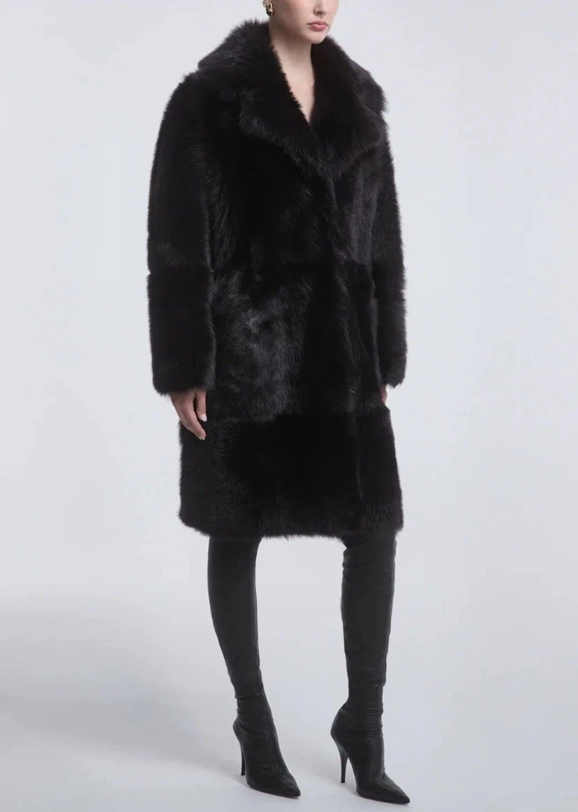 RRP £1960 NOUR HAMMOUR Jet Black "Evita" SHEEPSKIN SHEARLING Real Fur Coat S/M
Opens in a new window