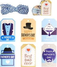 Happy Father's Day Gift Tags,60 Pcs Hanging Paper Tags Rectangle 