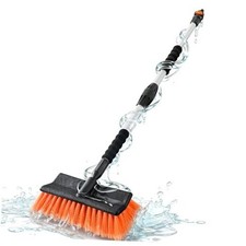 Car Wash Brush with Long Handle, Flow-Thru Soft Bristle Car Washing 51" Orange