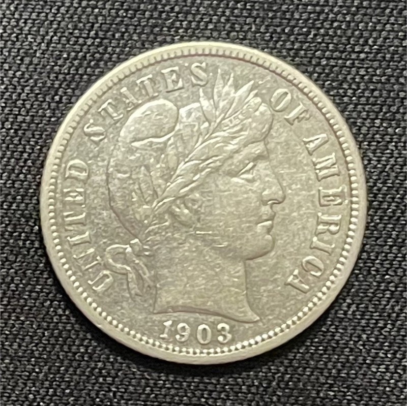 1903 Barber Dime 10C Silver 0.9 Fineness Business Strike Philadelphia Mint