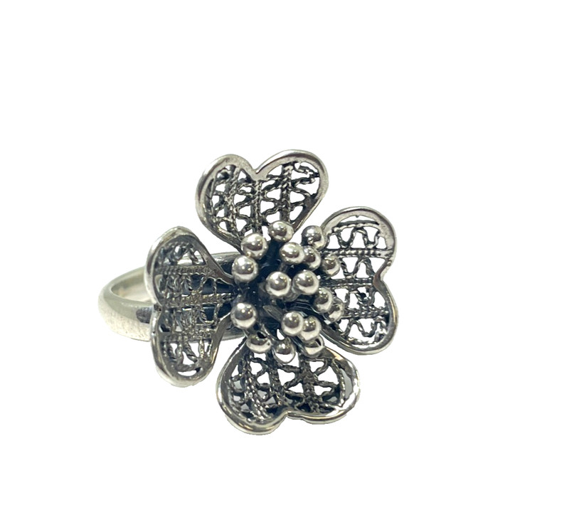 Rider Sterling Silver .925 Open Work Floral | Flower Ring