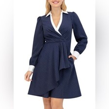 NWT Eliza J Stripe Twist Cascade Shirtdress size 6