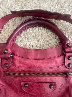 Balenciaga The First Leather Handbag Red Motorcycle Bag 103208