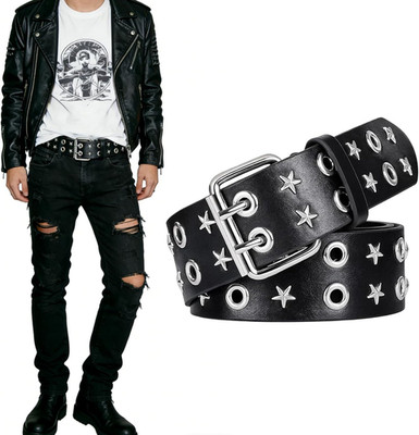 Nietengürtel Damen Herren Punk Style mit Sternen und Nieten für Gothic Hip Hop C