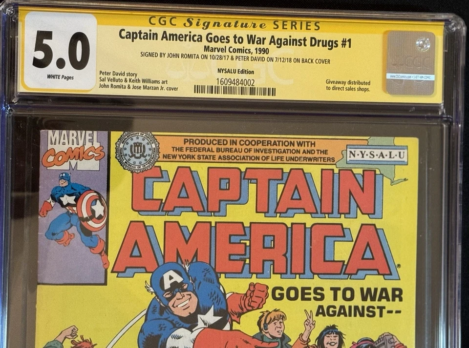 Captain America Goes To War Against Drugs #1 CGC 5.0 Signed X2 David Romita WP - Image 3 of 3