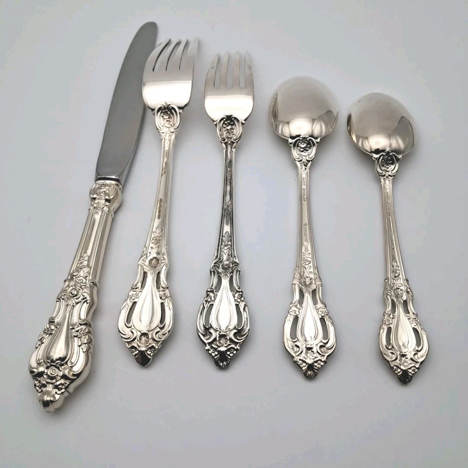 Lunt Eloquence Sterling Silver Flatware 5pc Place Set UNUSED Original Sleeves - Image 3 of 4