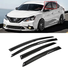 For 2013-2018 Nissan Sentra Wavy Mugen Style Window Visor Sun Rain Guard Vent