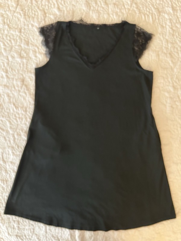 Black Sleeveless House Dress Nighty Soft Lace Large Pajama Gown