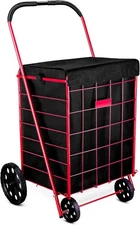 (BAG)Folding Grocery Basket Cart Shopping Wheel Large Utility Laundry18"X15"X24"