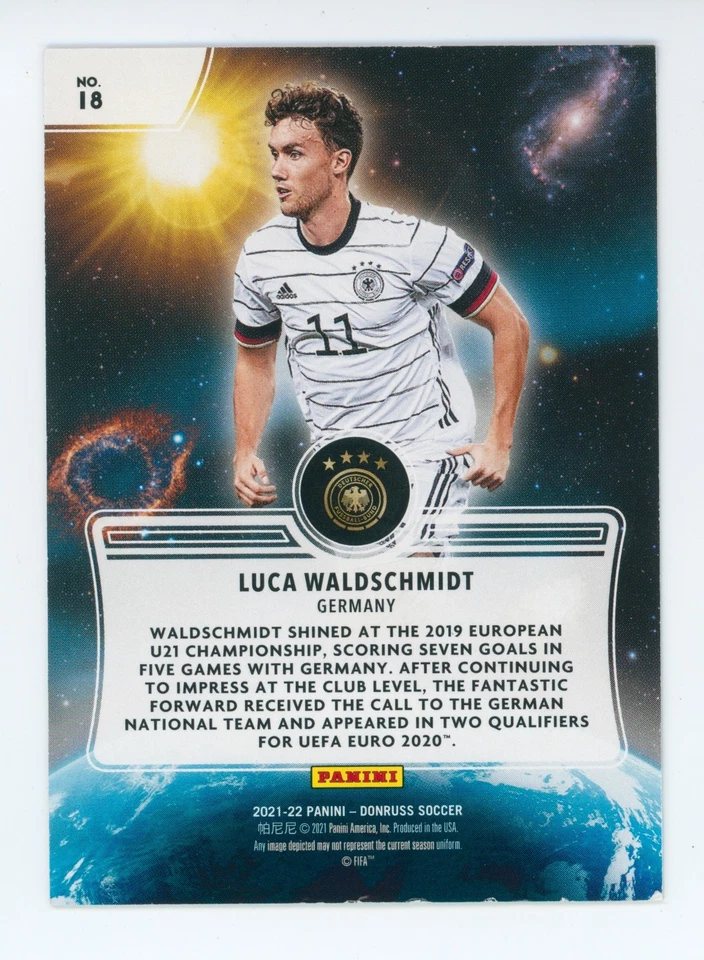 Tarjeta de Alemania negra gravedad cero 2021-22 Luca Waldschmidt Panini Donruss 1/1 Foto 2 de 3