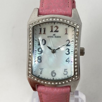 Anne Klein Watch Women Silver Tone MOP Dial Pave Bezel Bling 