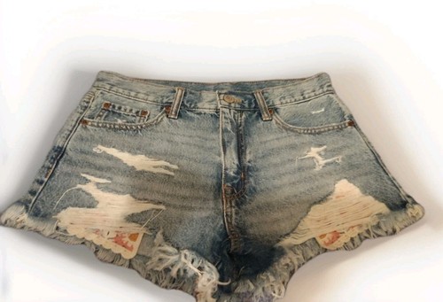 Aeropostale Women's size 8 Distressed Denim Shorts Vintage High Rise Shorty 90s
