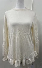Ivanka Trump Long Sleeve Top Ruffled Ivory Size Large NWT $59