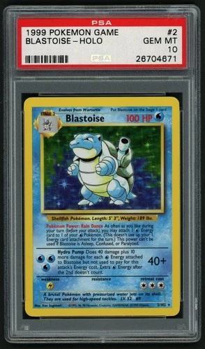 POKEMON GAME BASE SET BLASTOISE 1999 #2 HOLO PSA 10 (Knick on slab)