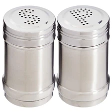 Compact Stainless Steel Salt & Pepper Shakers Set 2oz Refillable Non-Breakable