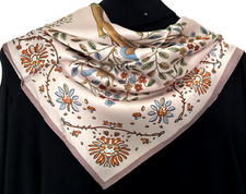 35"x35"Horse under Tree Print Pure Mulberry Satin Silk 14momme Scarf 88x88cm590