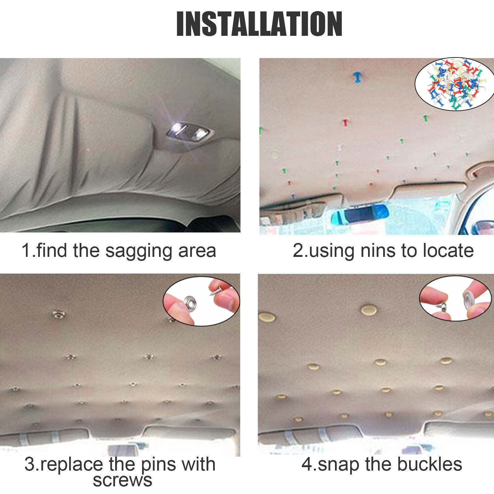 60pcs Sagging Headliner Repair Buckle Pins Rivet car Roof Liner Ceiling