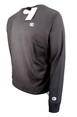 New CHAMPION Size Medium Black/Logo Cotton Blend Jersey Men s Sweatshirt