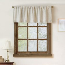 2 Pack Faux Linen Valance for Windows Kitchen Living Room Valances Rod Pocket...