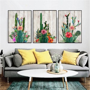 Canvas Wall Art Flowering Cactus Watercolor Painting Home Decor Print Poster 3pc Ebay