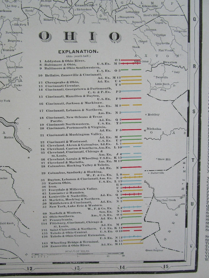 Mapa de ferrocarril 1896 Southern Ohio Cram siglo XIX S OH RAILWAY 1800 HAMILTON CO Foto 3 de 4