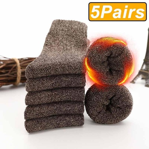 5 Pairs Winter Super Thick Merino Wool Boot Warm Thermal Socks Heavy Duty Snow - Bild 24 von 26