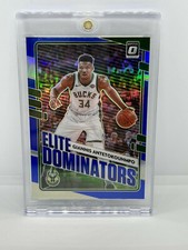 2020-21 Donruss Optic Giannis Antetokounmpo Blue Prizm Elite Dominators Card /49