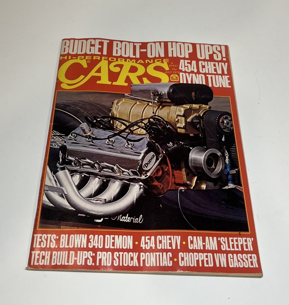 Hi-Performance Cars Magazine July 1972 Vintage Chevy 454, Drag Race, Minicars