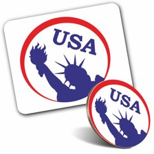 Mouse Mat & Coaster Set - Statue of Liberty New York USA  #4612