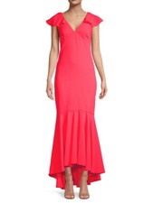 Sachin & Babi Mason Ruffle High-Low Gown, Flutter sleeves, Size 14, $795 NWT