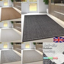 NON-SLIP Kitchen Rugs Plain Solid Flat Weave Natural Look Small Large Runner