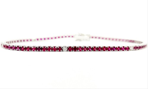 Bracciale Astralia Tennis rubini e Diamanti naturali in oro bianco 18 kt -750 - Foto 2 di 8