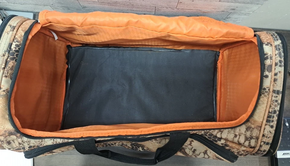 Equipaje American Flyer 20x12 marrón estampado de serpiente lona bolso de lona aspecto pintado Foto 4 de 4