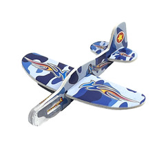 Mini Airplane Build Toss Fly Play Foam Plane Indoor/Outdoor Toy Blue Super