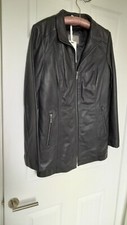 New/tagged Lakeland Black Leather Jacket, Size 12, Removable Gillet