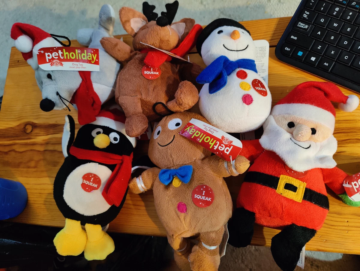 Lot of 5 Great Choice Pet Holiday Squeaky Plush Dog Toy Christmas