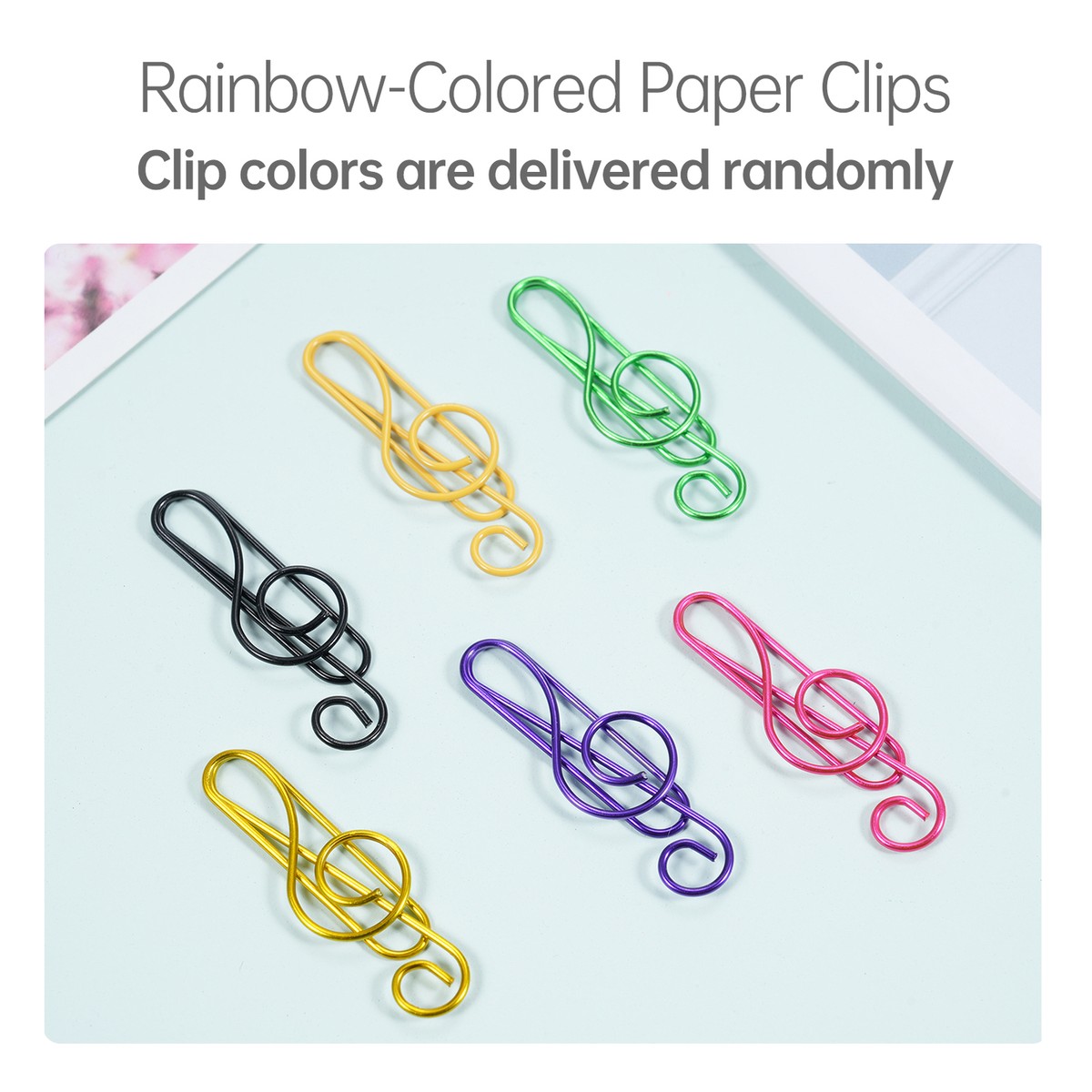 30PCS Paper Clips Cute Musical Note Paperclip Multicolor Metal