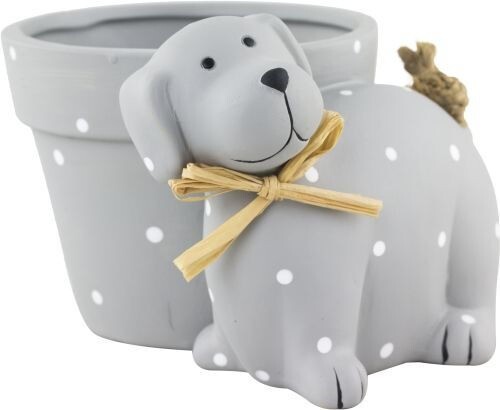 Lindo Maceta Cachorro Perro Jardín Decoración Adorno Novedad Regalo Gris 14cm - Imagen 5 de 15