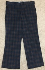 Vintage Sears KINGS ROAD Double Knit Pants 36 Short 29  Inseam Multicolor Plaid