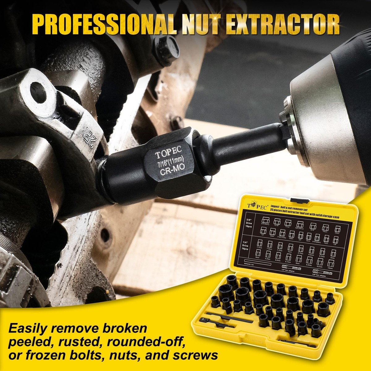 35 Piece Extractor Set Metric SAE TOPEC 9PCS Bolt Nut Extractor Set ...