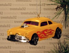 '49 Ford Custom Club Coupe 1949 Yellow w Flames CHRISTMAS TREE ORNAMENT xmas