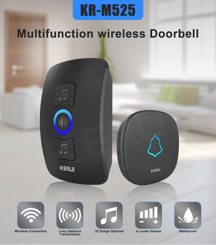 Wireless Door Bells Waterproof Long Range Plug in Home Cordless Doorbell 32Chime - Picture 10 of 15