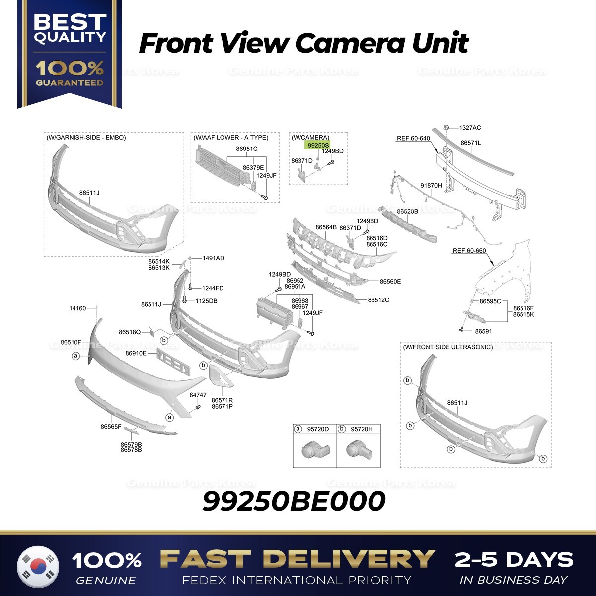 ⭐Genuine⭐ Front View Camera Unit 99250BE000 for Hyundai