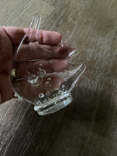 Art Glass Fish Clear Glass 4" Heavy Unsigned - Picture 10 of 11