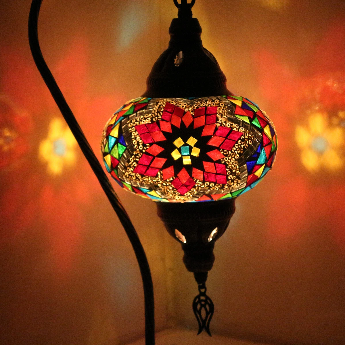 Lámpara Escritorio Turca de Mesilla de Noche Vintage para Dormitorio Mosaico